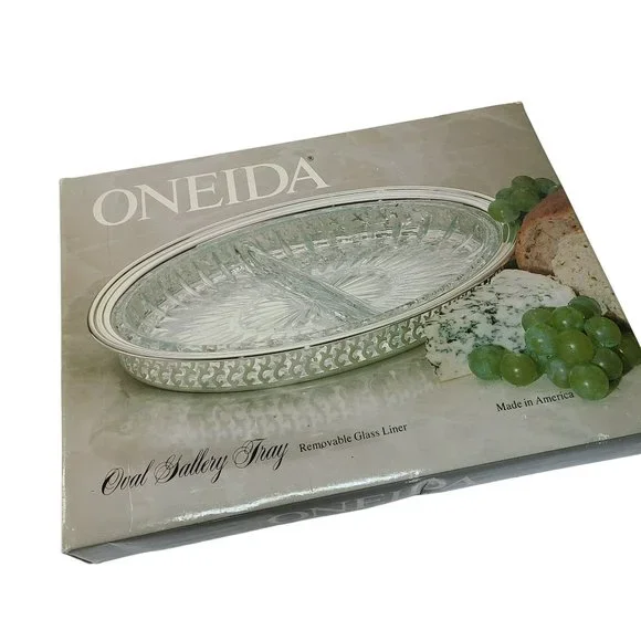 Vintage Oneida Oval Gallery Tray Divided Serving Tray Relish Dish Serveware - Picture 8 of 12